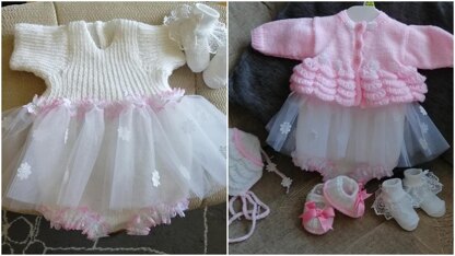 Baby Knitting Pattern 'Orla' Ballet Dress, Cardi and Shoes