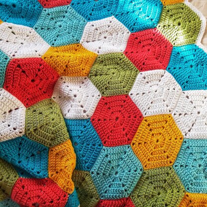 Rainbow of Hexagons Blanket