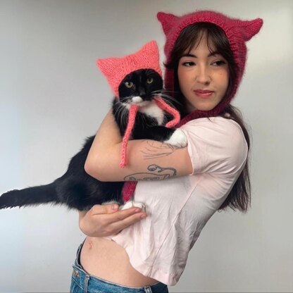 Matching knitted cat hats