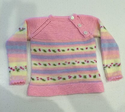 Sweater/Jumper Top Down Raglan with Yoke Buttons