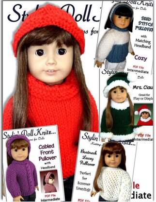 5 pdf knitting patterns. Fits 18 inch and American Girl Doll 01