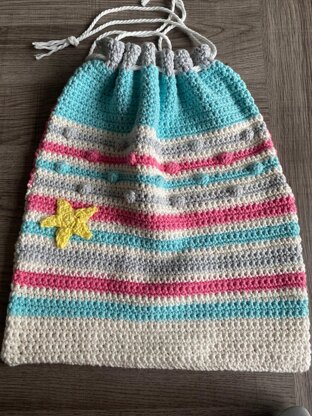 Child's Crochet Drawstring Bag