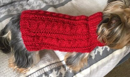 Red Wine Cabled Dog Sweater