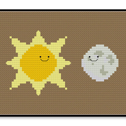 Sun and Moon Kawaii - PDF Cross Stitch Pattern