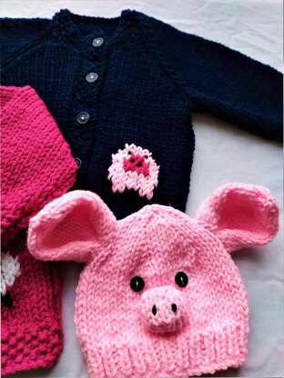 Pig & Sheep Cardigan Hat LH017