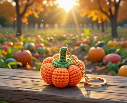 Pumpkin Keychain Crochet Pattern (PDF + Video Tutorial) – Beginner