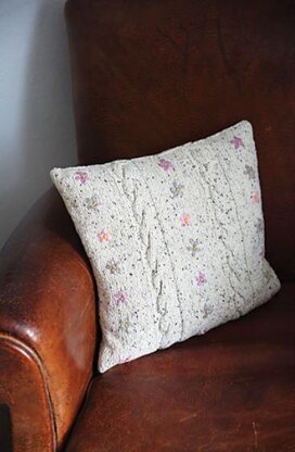 Cable and Embroidery Cushion Cover