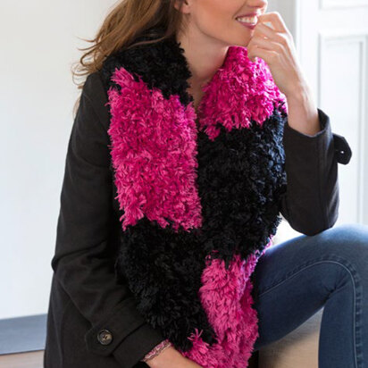 Duo Stripe Scarf in Red Heart Boutique Fur - LW4959 - Downloadable PDF