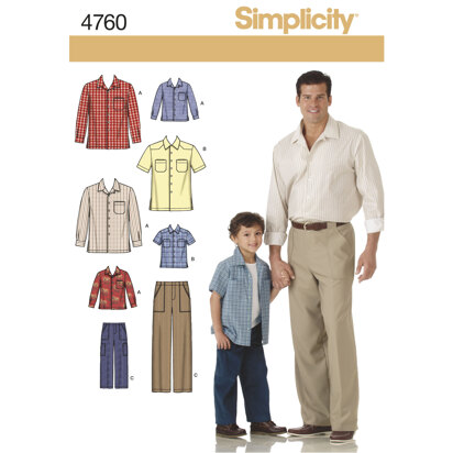 Simplicity Boys and Men Shirts and Trousers 4760 - Paper Pattern, Size A (S M L/S M L XL)
