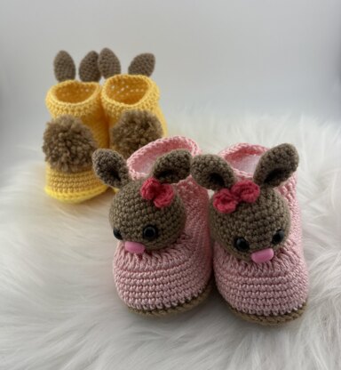 Easy Bunny Baby Booties Crochet Pattern – Available in English and ...