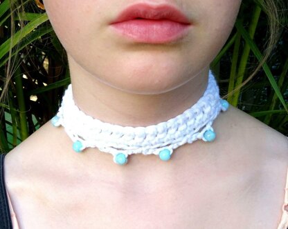 Crochet Beaded Choker Necklace