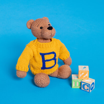 Alphabet Teddy Bear - Free Toy Knitting Pattern for Children in Paintbox Yarns Simply Aran