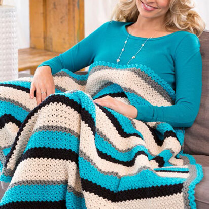 Through Thick & Thin Throw in Red Heart Classic Solids - LW3281 - Downloadable PDF