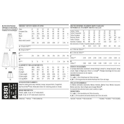 New Look Misses' Knit Skirts and Pants or Shorts 6381 - Paper Pattern, Size A (8-10-12-14-16-18-20)