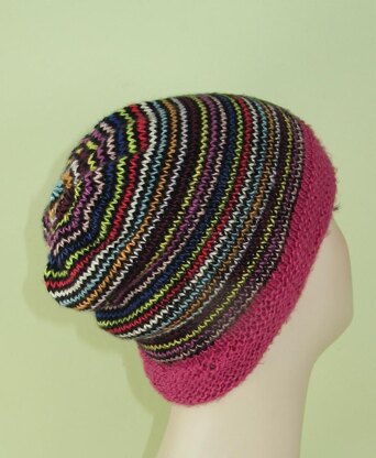 Himalaya Stripe Beanie Hat Circular knitting pattern