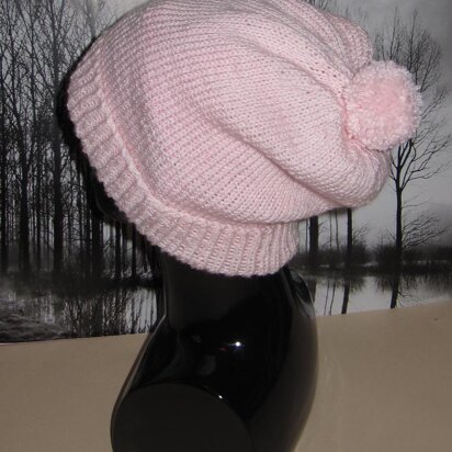 Simple Bobble Slouch Hat