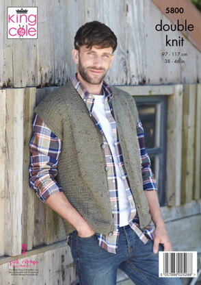 Mens Waistcoat and Tank Knitted in King Cole Homespun DK - 5800 - Downloadable PDF