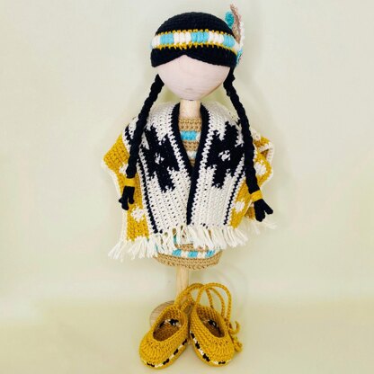 Native American doll outfit, Crochet doll clothes, amigurumi doll clothes