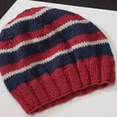 Striped Simple Beanie - knitting pattern