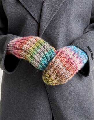 Marbled Hat & Mittens Knitting Pattern in Sirdar Jewelspun With Wool Chunky - Downloadable PDF