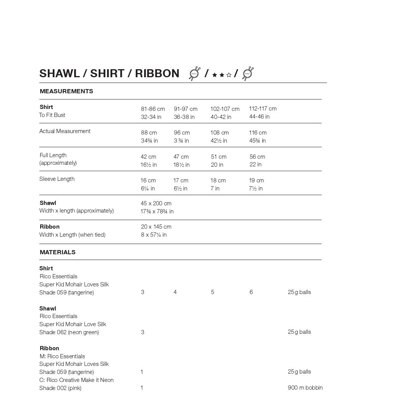 Shawl, Shirt and Ribbon in Rico Essentials Super Kid Mohair Loves Silk - 1282 - Downloadable PDF