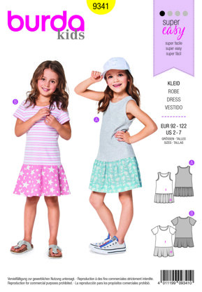 Burda Style Child's Summer Jersey Dresses B9341 - Paper Pattern, Size 2-7