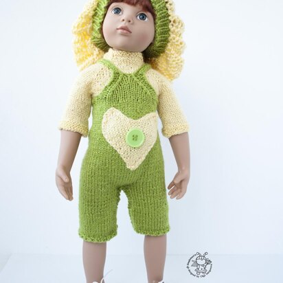 Outfit Lime and lemon for doll 16"-18" knitting flat