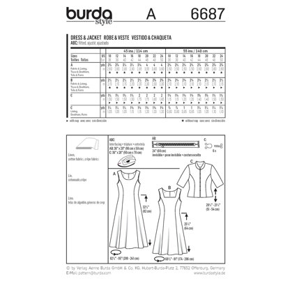 Burda Women's Dress & Jacket Sewing Pattern B6687 - Paper Pattern, Size 10-24