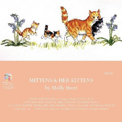 Creative World of Crafts Kreuzstich Set Katzenmutter mit Kätzchen