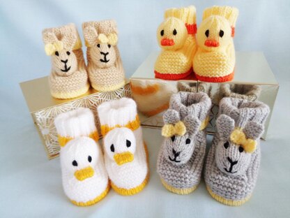 Duck and Bunny Baby Booties