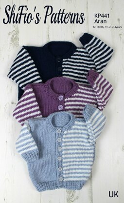 Knitting Pattern For Childs Cardigan in 3 sizes  #441