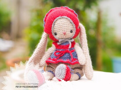 Crochet Pattern - Doll Clothes - Outfit Cute Little Girl for Bunny toy