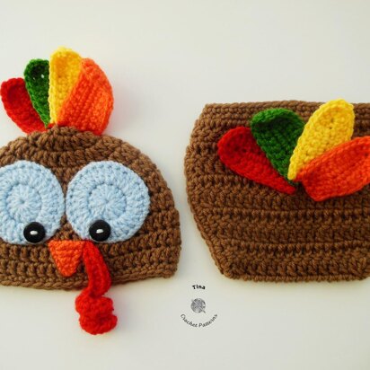 Turkey Baby Hat and Diaper Cover Set