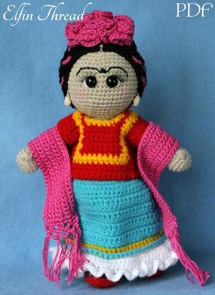 Friducha in Tehuana Dress Amigurumi Doll