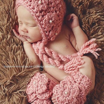 "Wild Rose" Crochet Bonnet & Legwarmers