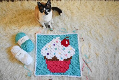 Sprinkled Cupcake C2C Square