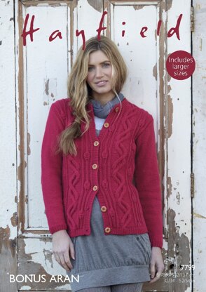 Cardigan in Hayfield Bonus Aran - 7799- Downloadable PDF