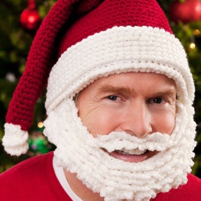 Santa Hat and Beard in Red Heart Super Saver Economy Solids - LW2655
