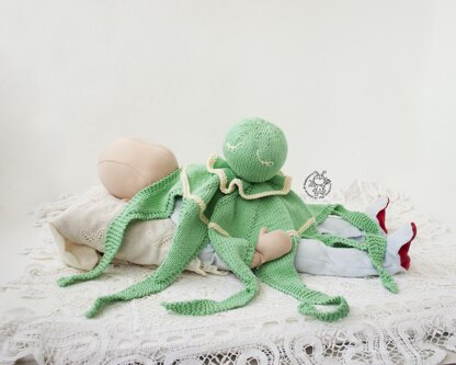 Knitted flat Octopus Toy Baby Lace Blanket.