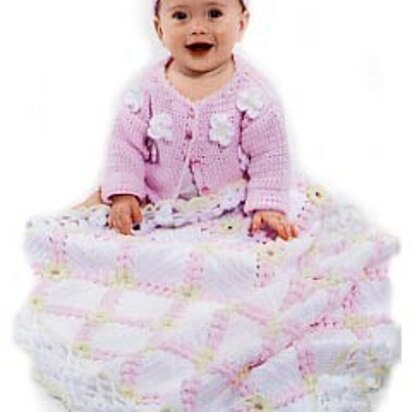 Pink V-Stitch Baby Throw in Lion Brand Babysoft Prints - Downloadable PDF