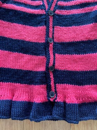 Child's Striped ‘V’ Neck Top Down Cardigan 2-10yrs