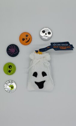 PDF Trick-or-Treat DK Spooky Halloween knitting pattern Decoration Coin Bag EASY Pumpkin/Ghost/Witch Party Favours