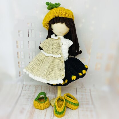 Crochet doll clothes, amigurumi doll clothes, Miss October outfit