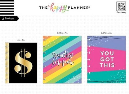 The Happy Planner Plastic Envelopes 3/Pkg - Budget, 4"X6" & 5"X7"