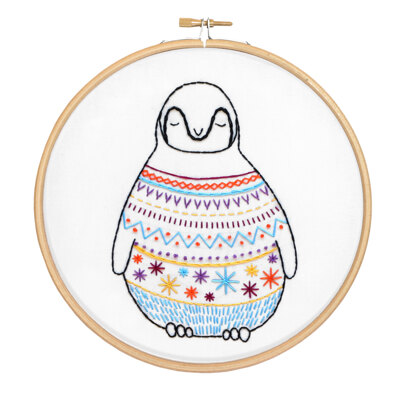 Hawthorn Handmade Baby Penguin Contemporary Printed Embroidery Kit - 14.5 x 10.5cm