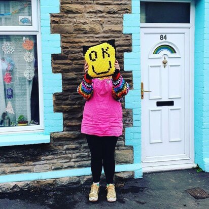 Ok Smiley Face Cushion C2C Crochet