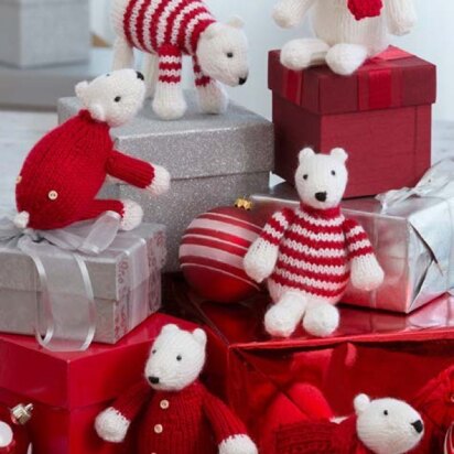 Polar Bear Ornaments in Red Heart Soft Solids - LW4413