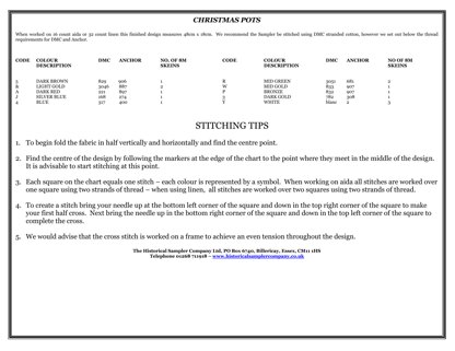 Historical Sampler Company Christmas Pots - Downloadable PDF