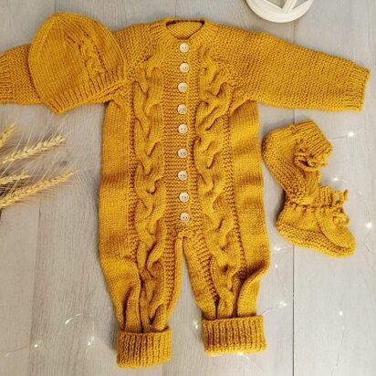 Braided Cables Romper knitting Pattern