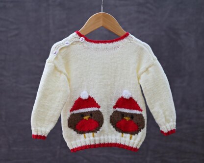 P13 Christmas Robins Jumper Knitting Pattern